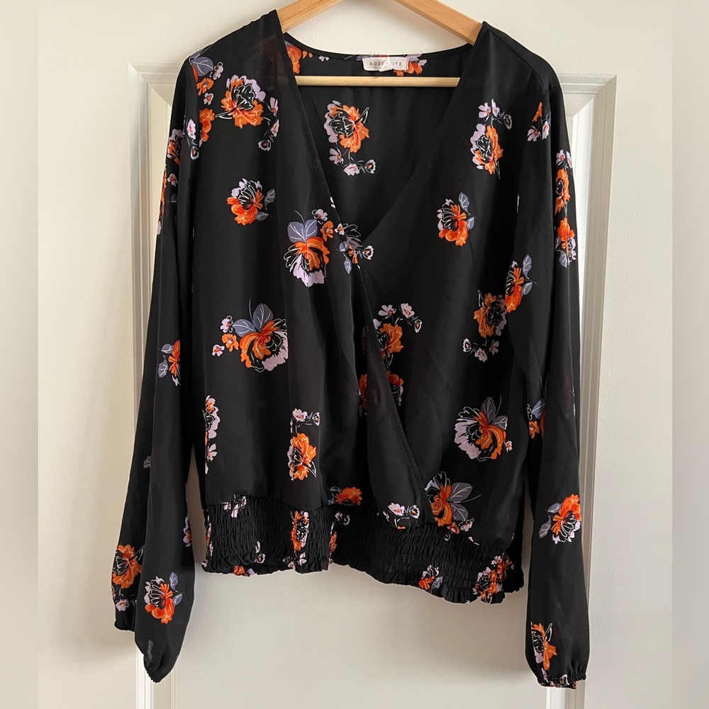 Socialite Black Floral Blouse